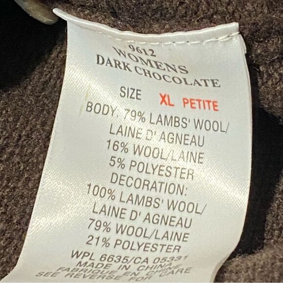 Woolrich Lambs Wool Brown Embroidered Button Up Sweater Women's Size XLP - Picture 7 of 14